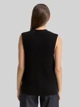 TOM TAILOR Damen Pullunder mit V-Ausschnitt, schwarz, Uni – Bild 5