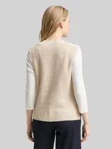 TOM TAILOR Damen Pullunder mit V-Ausschnitt, beige, Meliert – Bild 5