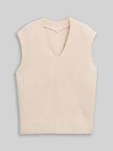 TOM TAILOR Damen Pullunder mit V-Ausschnitt, beige, Meliert – Bild 3
