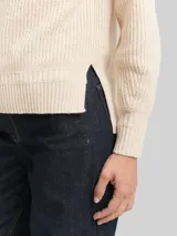 TOM TAILOR Damen Loose Fit Rollkragenpullover, beige, Meliert – Bild 6