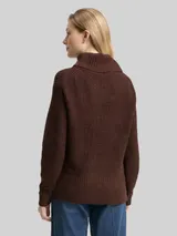 TOM TAILOR Damen Loose Fit Rollkragenpullover, braun, Meliert – Bild 5