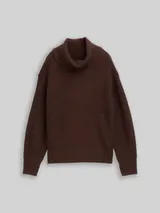 TOM TAILOR Damen Loose Fit Rollkragenpullover, braun, Meliert – Bild 3