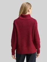 TOM TAILOR Damen Loose Fit Rollkragenpullover, rot, Meliert – Bild 5