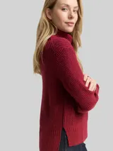 TOM TAILOR Damen Loose Fit Rollkragenpullover, rot, Meliert – Bild 6