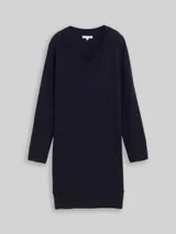 TOM TAILOR Damen Strickkleid mit Kaschmir-Anteil, blau, Meliert – Bild 3