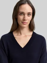 TOM TAILOR Damen Strickkleid mit Kaschmir-Anteil, blau, Meliert – Bild 6