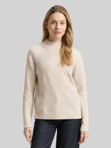 TOM TAILOR Damen Loose Fit Strickpullover mit Stehkragen, braun, Uni – Bild 4