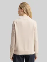 TOM TAILOR Damen Loose Fit Strickpullover mit Stehkragen, braun, Uni – Bild 5