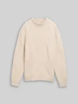TOM TAILOR Damen Loose Fit Strickpullover mit Stehkragen, braun, Uni – Bild 3