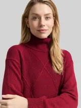 TOM TAILOR Damen Loose Fit Strickkleid, rot, Meliert – Bild 6
