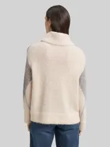 TOM TAILOR Damen Oversize Rollkragenpullover mit Wollanteil, beige, Gemustert – Bild 5