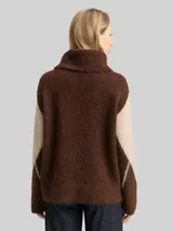 TOM TAILOR Damen Oversize Rollkragenpullover mit Wollanteil, braun, Gemustert – Bild 5