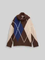 TOM TAILOR Damen Oversize Rollkragenpullover mit Wollanteil, braun, Gemustert – Bild 3