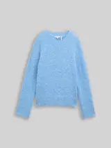 TOM TAILOR Damen Strickpullover mit Wollanteil, blau, Meliert – Bild 3