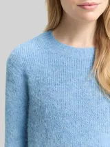 TOM TAILOR Damen Strickpullover mit Wollanteil, blau, Meliert – Bild 6