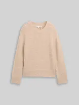 TOM TAILOR Damen Strickpullover mit Wollanteil, beige, Meliert – Bild 3