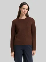 TOM TAILOR Damen Strickpullover mit Wollanteil, braun, Meliert – Bild 4