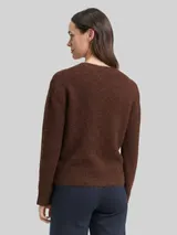TOM TAILOR Damen Strickpullover mit Wollanteil, braun, Meliert – Bild 5