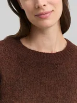 TOM TAILOR Damen Strickpullover mit Wollanteil, braun, Meliert – Bild 6
