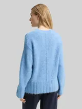 TOM TAILOR Damen Oversize Strickpullover mit Wollanteil, blau, Meliert – Bild 5