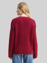 TOM TAILOR Damen Oversize Strickpullover mit Wollanteil, rot, Meliert – Bild 5