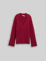 TOM TAILOR Damen Oversize Strickpullover mit Wollanteil, rot, Meliert – Bild 3