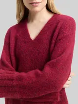 TOM TAILOR Damen Oversize Strickpullover mit Wollanteil, rot, Meliert – Bild 6