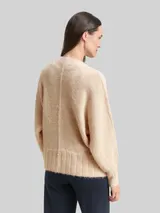 TOM TAILOR Damen Oversize Cardigan mit Wollanteil, beige, Meliert – Bild 5