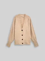 TOM TAILOR Damen Oversize Cardigan mit Wollanteil, beige, Meliert – Bild 3
