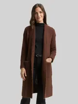 TOM TAILOR Damen Oversize Cardigan mit Wollanteil, braun, Meliert – Bild 4
