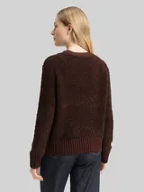 TOM TAILOR Damen Bouclé Cardigan mit Wollanteil, braun, Meliert – Bild 5