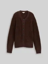 TOM TAILOR Damen Bouclé Cardigan mit Wollanteil, braun, Meliert – Bild 3