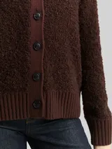 TOM TAILOR Damen Bouclé Cardigan mit Wollanteil, braun, Meliert – Bild 6