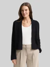 TOM TAILOR Damen Cardigan aus Federgarn, schwarz, Uni – Bild 4