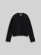 TOM TAILOR Damen Cardigan aus Federgarn, schwarz, Uni – Bild 3