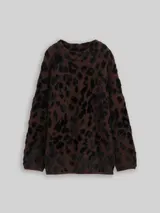 TOM TAILOR Damen Oversize Strickpullover mit Leo-Muster, braun, Animalprint – Bild 3