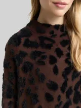 TOM TAILOR Damen Oversize Strickpullover mit Leo-Muster, braun, Animalprint – Bild 6
