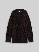 TOM TAILOR Damen Oversize Cardigan mit Leo-Muster, braun, Animalprint – Bild 3