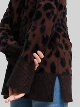 TOM TAILOR Damen Oversize Cardigan mit Leo-Muster, braun, Animalprint – Bild 6