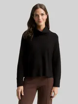 TOM TAILOR Damen Oversize Rollkragenpullover, schwarz, Uni – Bild 4