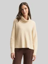 TOM TAILOR Damen Oversize Rollkragenpullover, beige, Meliert – Bild 4