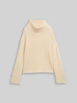 TOM TAILOR Damen Oversize Rollkragenpullover, beige, Meliert – Bild 3