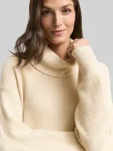 TOM TAILOR Damen Oversize Rollkragenpullover, beige, Meliert – Bild 6