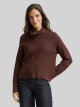 TOM TAILOR Damen Oversize Rollkragenpullover, braun, Meliert – Bild 4
