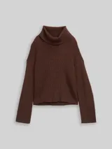 TOM TAILOR Damen Oversize Rollkragenpullover, braun, Meliert – Bild 3