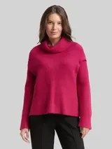 TOM TAILOR Damen Oversize Rollkragenpullover, rot, Meliert – Bild 4