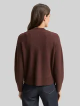 TOM TAILOR Damen Oversize Cardigan mit Rundhalsausschnitt, braun, Meliert – Bild 5