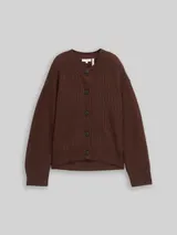 TOM TAILOR Damen Oversize Cardigan mit Rundhalsausschnitt, braun, Meliert – Bild 3