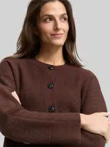 TOM TAILOR Damen Oversize Cardigan mit Rundhalsausschnitt, braun, Meliert – Bild 6
