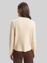 TOM TAILOR Damen Cropped Strickpullover mit Stehkragen, beige, Meliert – Bild 5